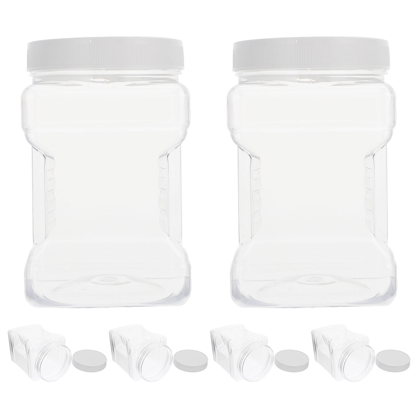 Food Storage Plastic - 6 Potes Transparentes Quadrados de Plástico