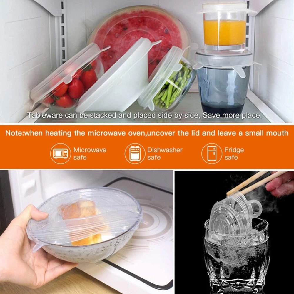 Silicone Stretch Lid - 6 pçs alimentos reutilizáveis fresco-mantendo capa
