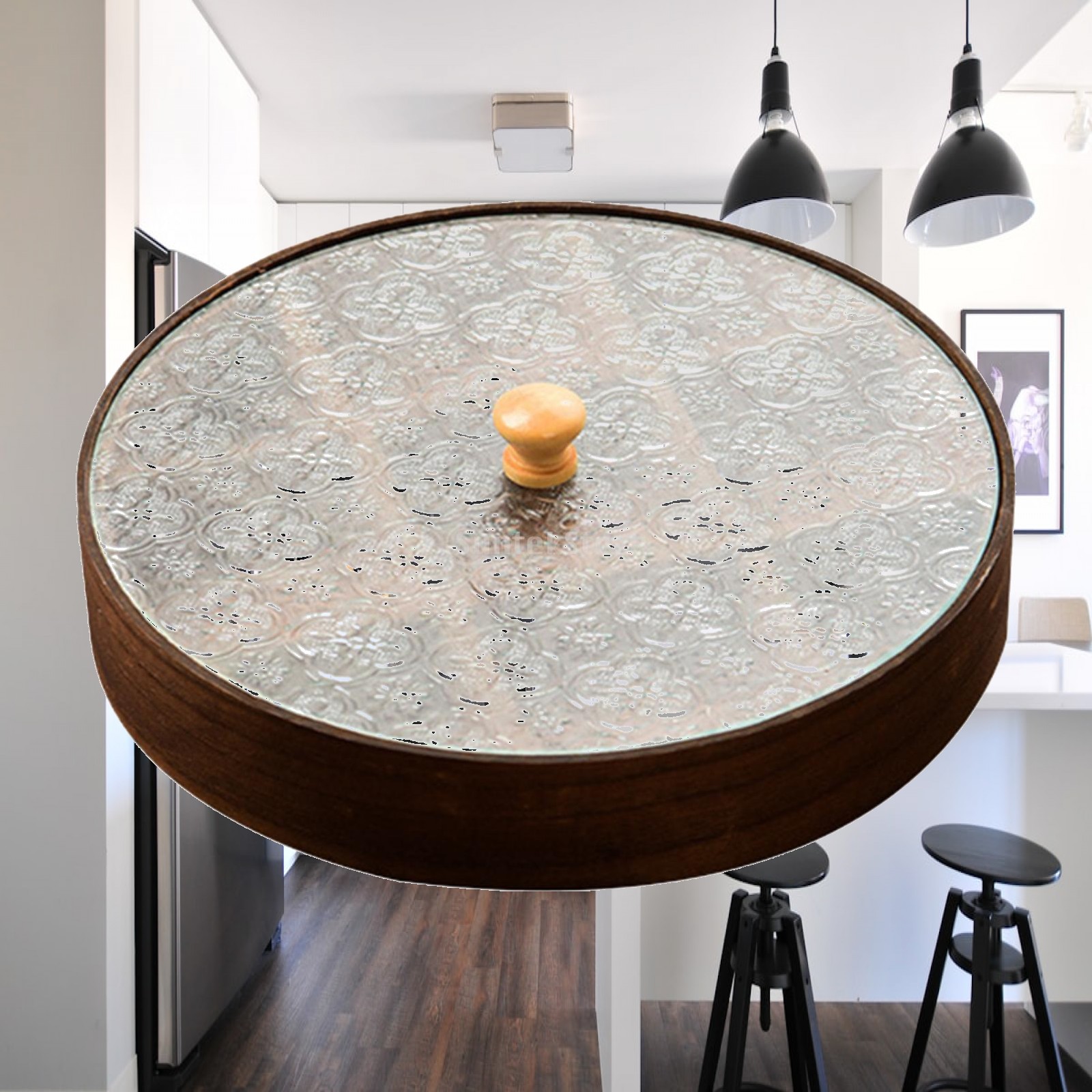 Food Storage With Glass Lids - Bandeja de Madeira de Grande Capacidade