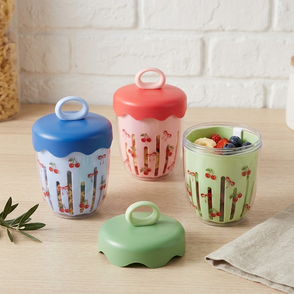 Food Storage Yogurt - Recipiente Portátil de Plástico para Overnight