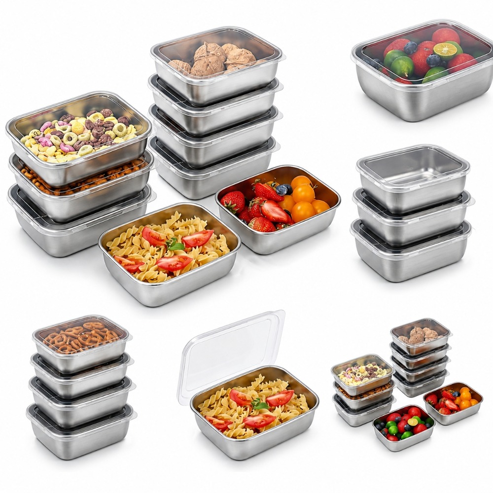 Food Storage Stainless Steel Containers - Conjunto de 6 Recipientes de Armazenamento