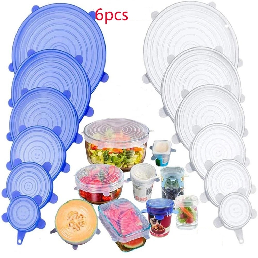 Silicone Stretch Lid - 6PCS Tampas de Silicone Reutilizáveis para