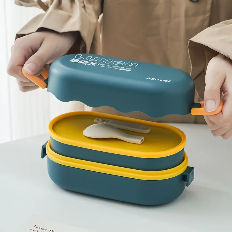 Food Storage With Compartments - Dupla Camada De Plástico Compartimento Lancheira