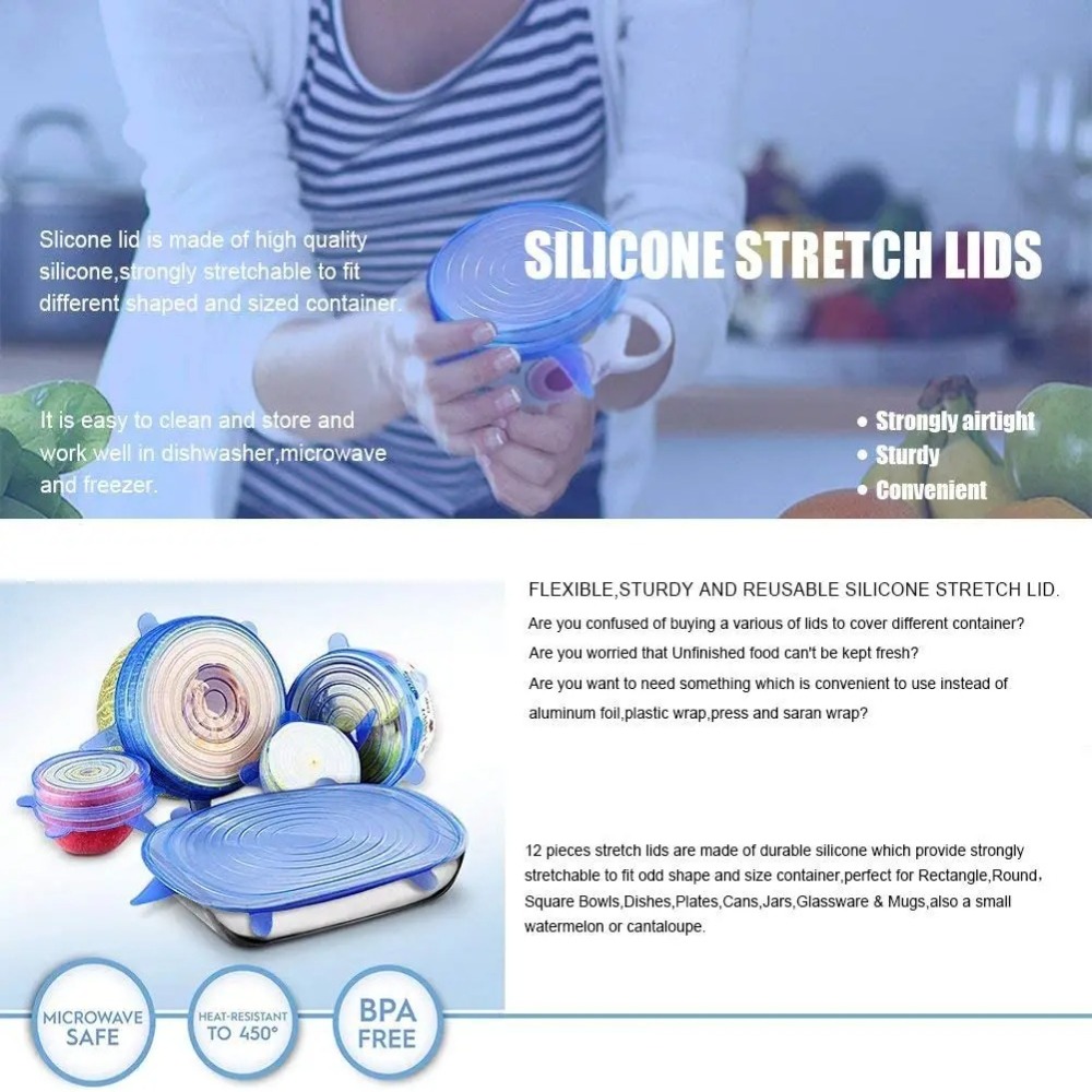 6 pçs alimentos reutilizáveis  - Silicone Stretch Lid avaliação e preço