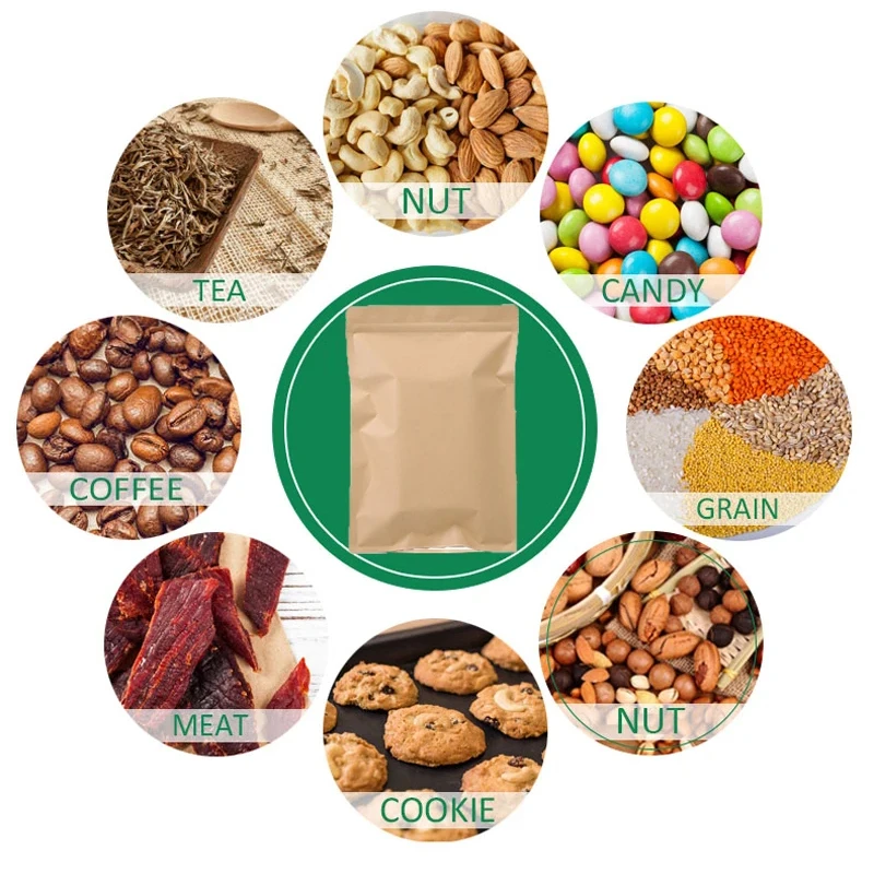 100PCS Bolsa de Papel Kraft Ma - Food Storage Reusable Bags avaliação e preço