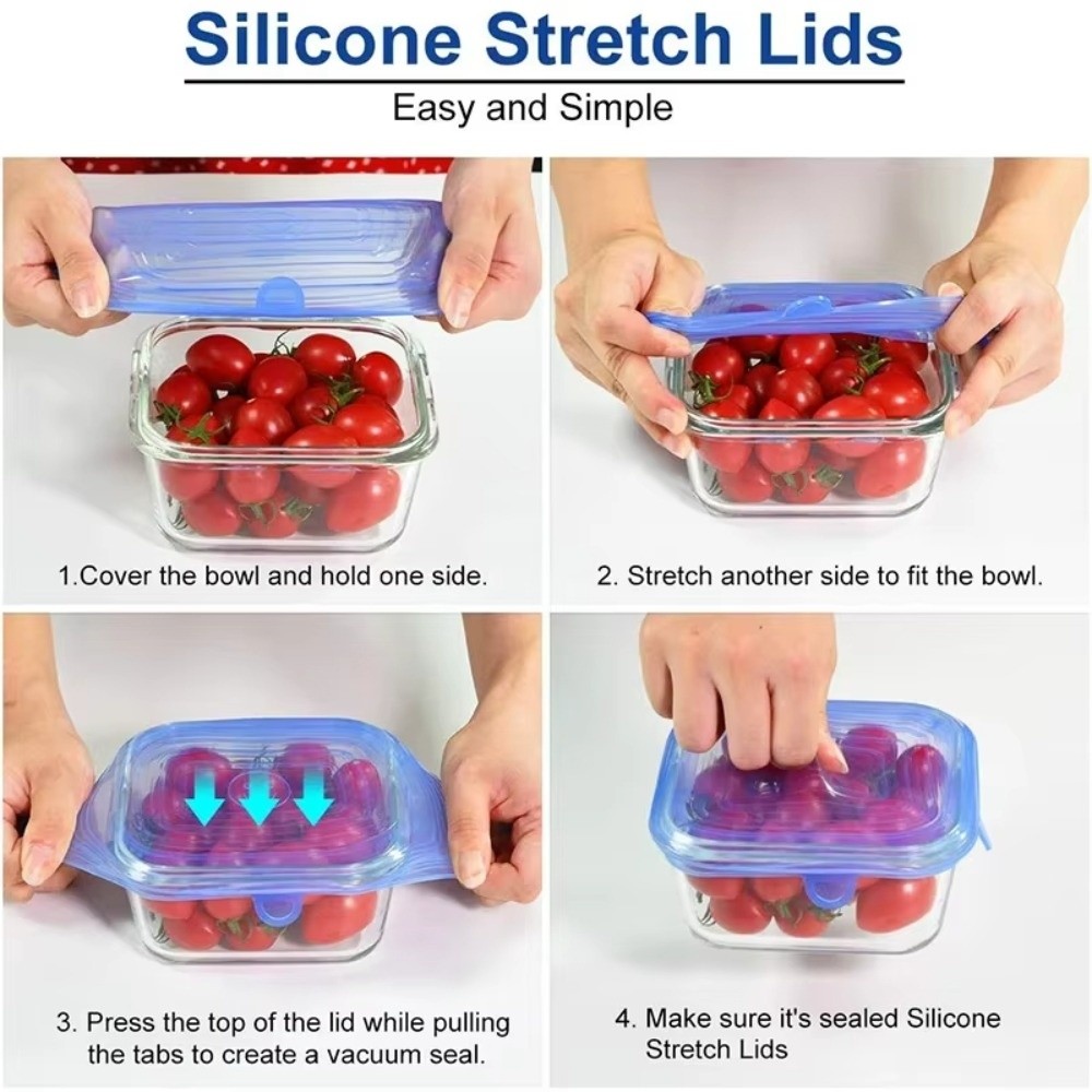 6PCS Tampas de Silicone Reutil - Silicone Stretch Lid avaliação e preço