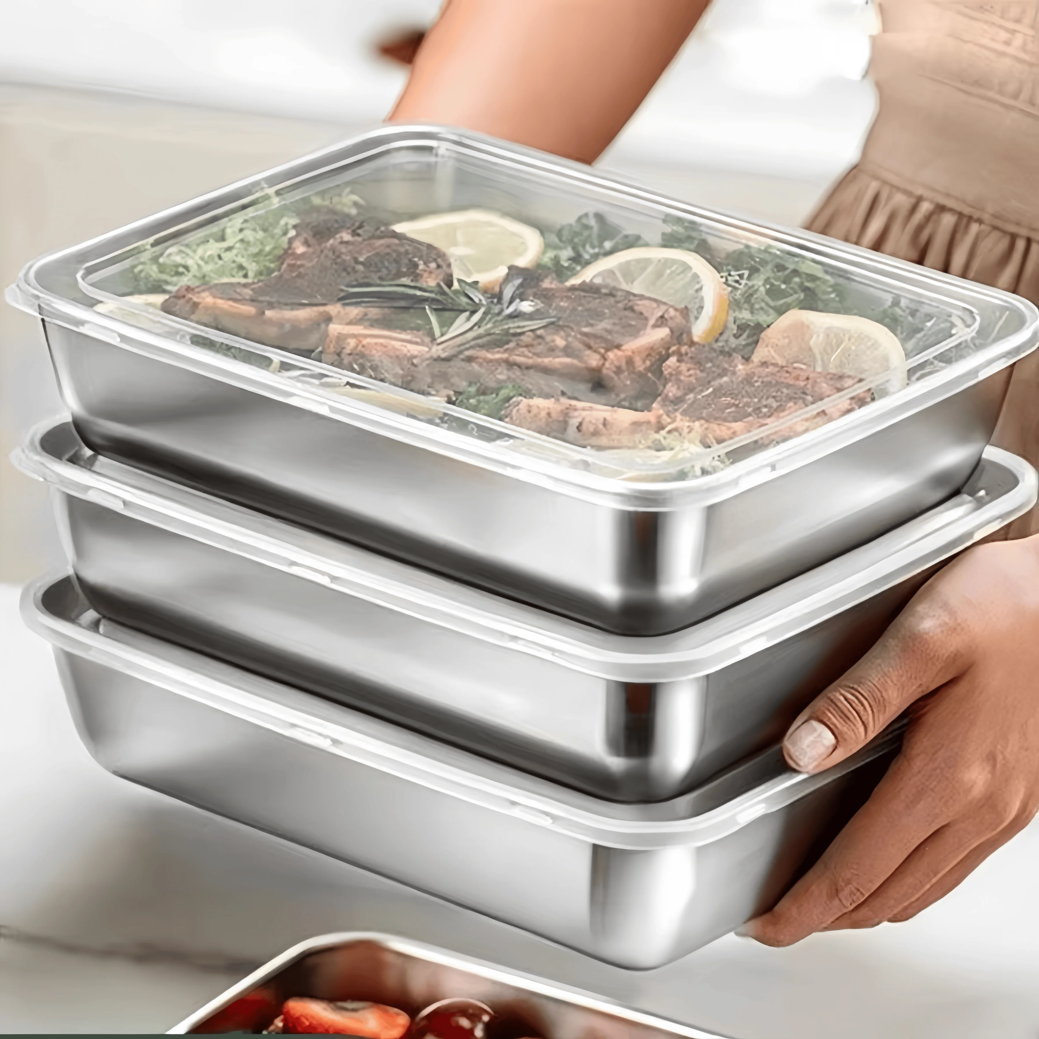 Caixa de Almoço Selada em Aço  - Food Storage Stainless Steel Containers avaliação e preço